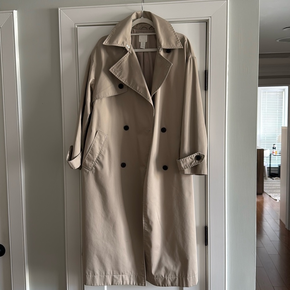 Beige Double-Breasted Trench Coat